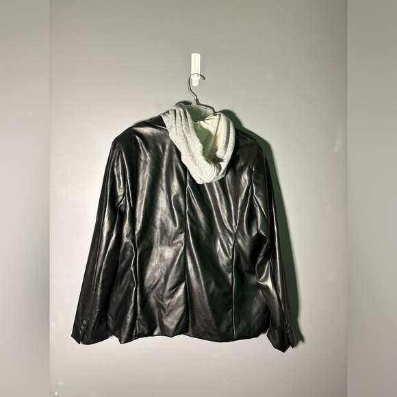 Rachel Zoe Faux Leather Hoodie Blazer Womens Size XL - Picture 3 of 5